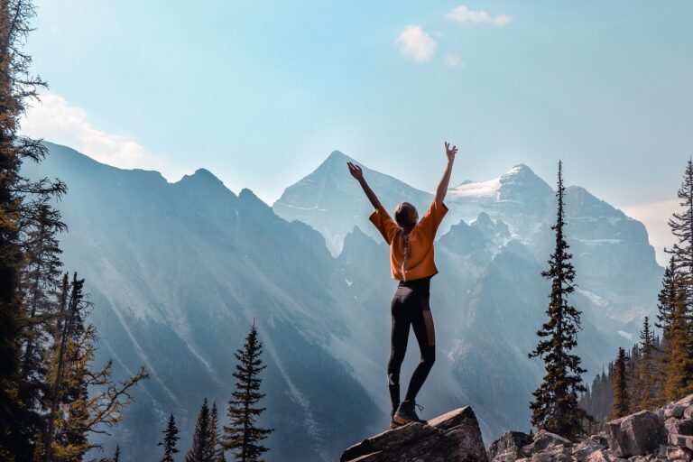 mountains, canada, girl